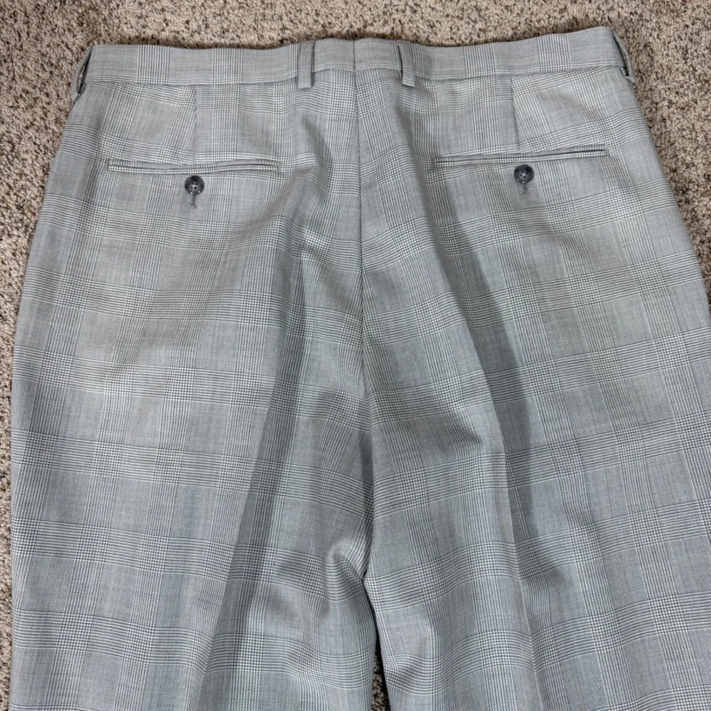J.Crew Kenmare Mens Wool Relaxed Pleated Tan Glen Plaid Dress Pants Size 34X30